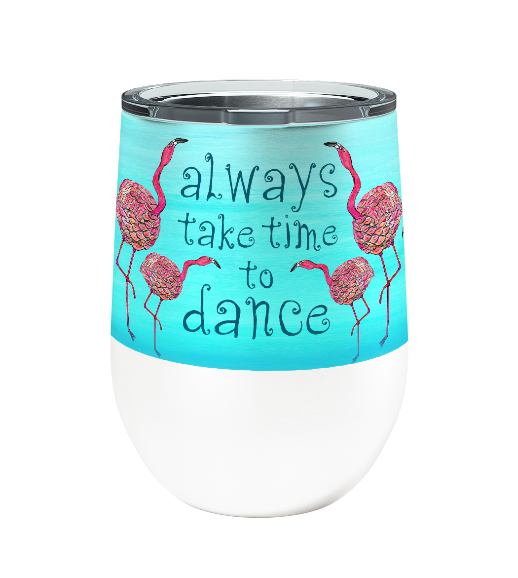 Pink Flamingos Dance 12oz Stemless Insulated Stainless Steel Tumbler