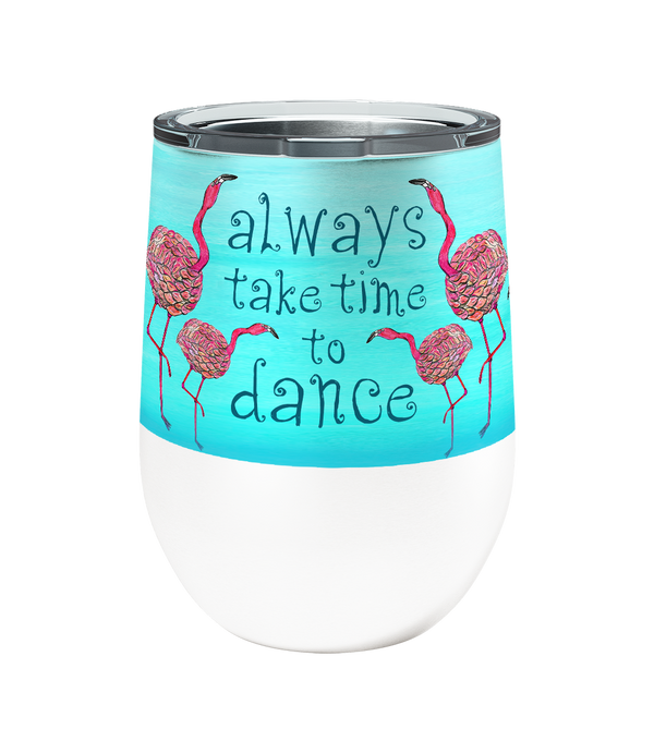 Pink Flamingos Dance 12oz Stemless Insulated Stainless Steel Tumbler