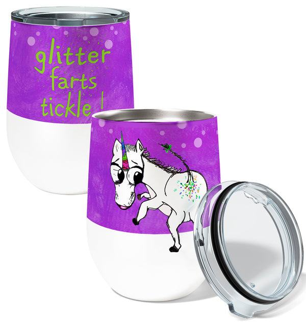 Unicorn Glitter Farts 12oz Stemless Insulated Stainless Steel Tumbler