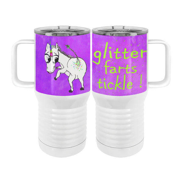 Unicorn Glitter Farts Unicorn 20oz Tall Insulated Stainless Steel Tumbler with Slider Lid