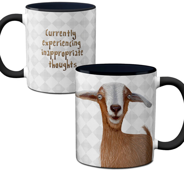 Inappropriate Goat Black Ceramic Mug