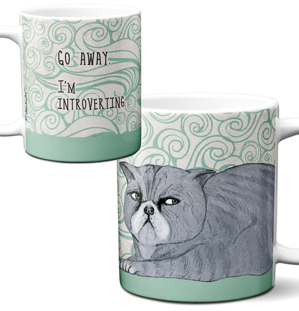 Introvert Cat Ceramic Mug by Pithitude