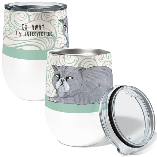 Introvert Cat 12oz Insulated Stainless Steel Tumbler with Clear Lid