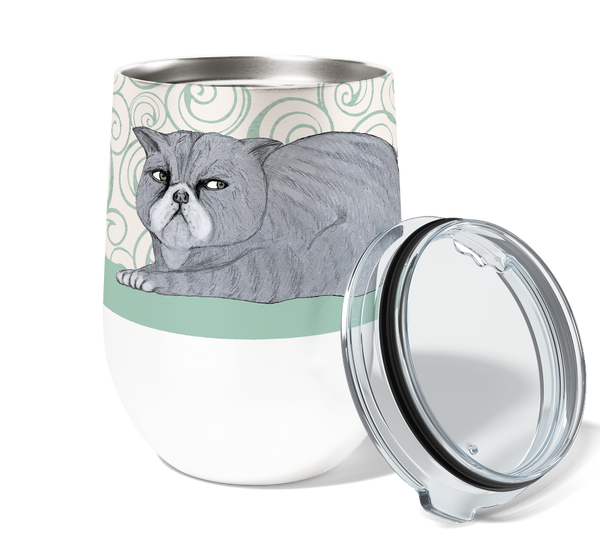 Introvert Cat 12oz Insulated Stainless Steel Tumbler with Clear Lid