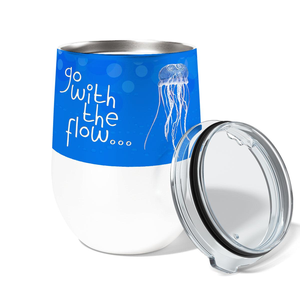 Jellyfish Go With the Flow 12oz Stemless Insulated Stainless Steel Tumbler