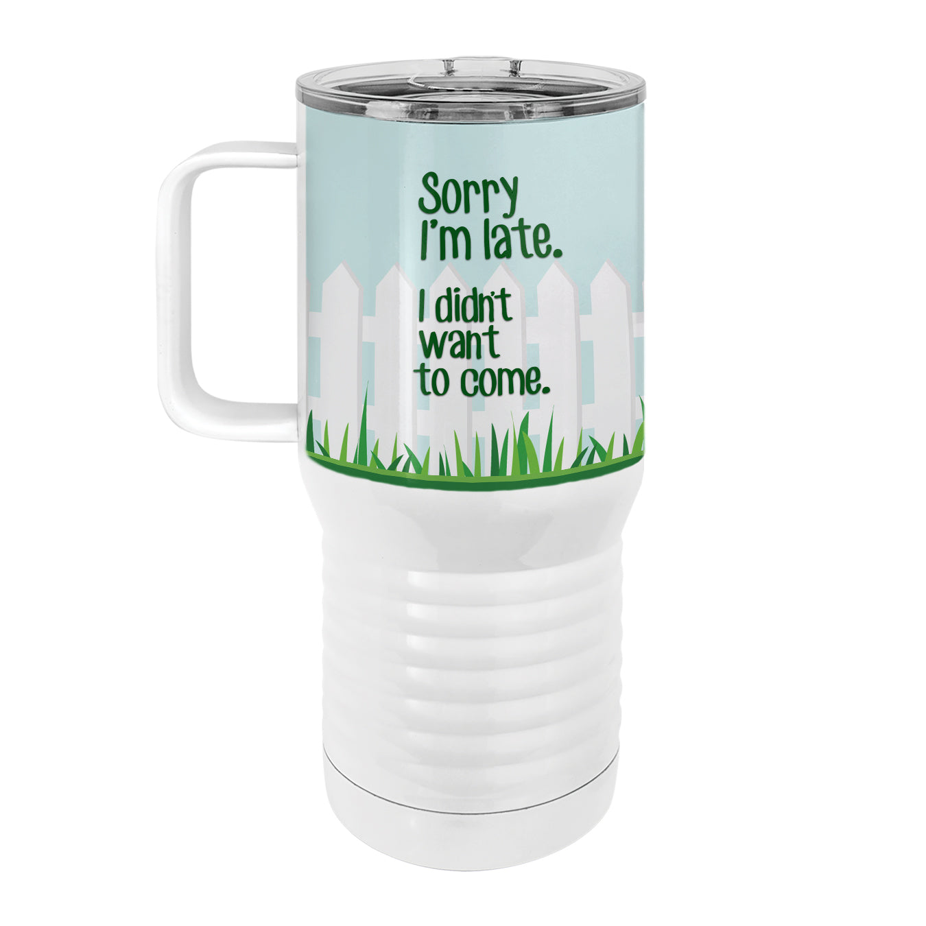 Sorry I'm Late Bicycle 20oz Tall Insulated Stainless Steel Tumbler with Slider Lid