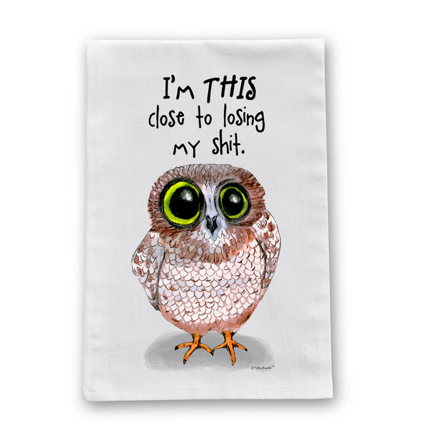Losing It Owl Flour Sack Dish Towel