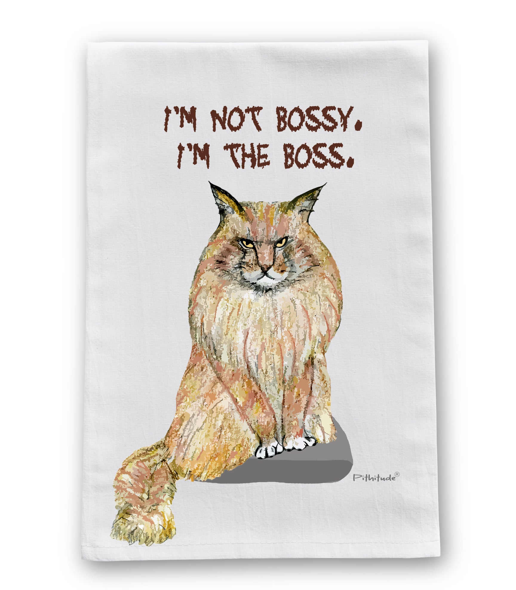 Maine Coon Bossy Cat Flour Sack Dish Towel