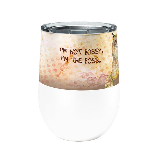 Maine Coon Bossy Cat 12oz Stemless Insulated Stainless Steel Tumbler