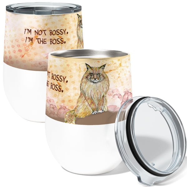Maine Coon Bossy Cat 12oz Stemless Insulated Stainless Steel Tumbler