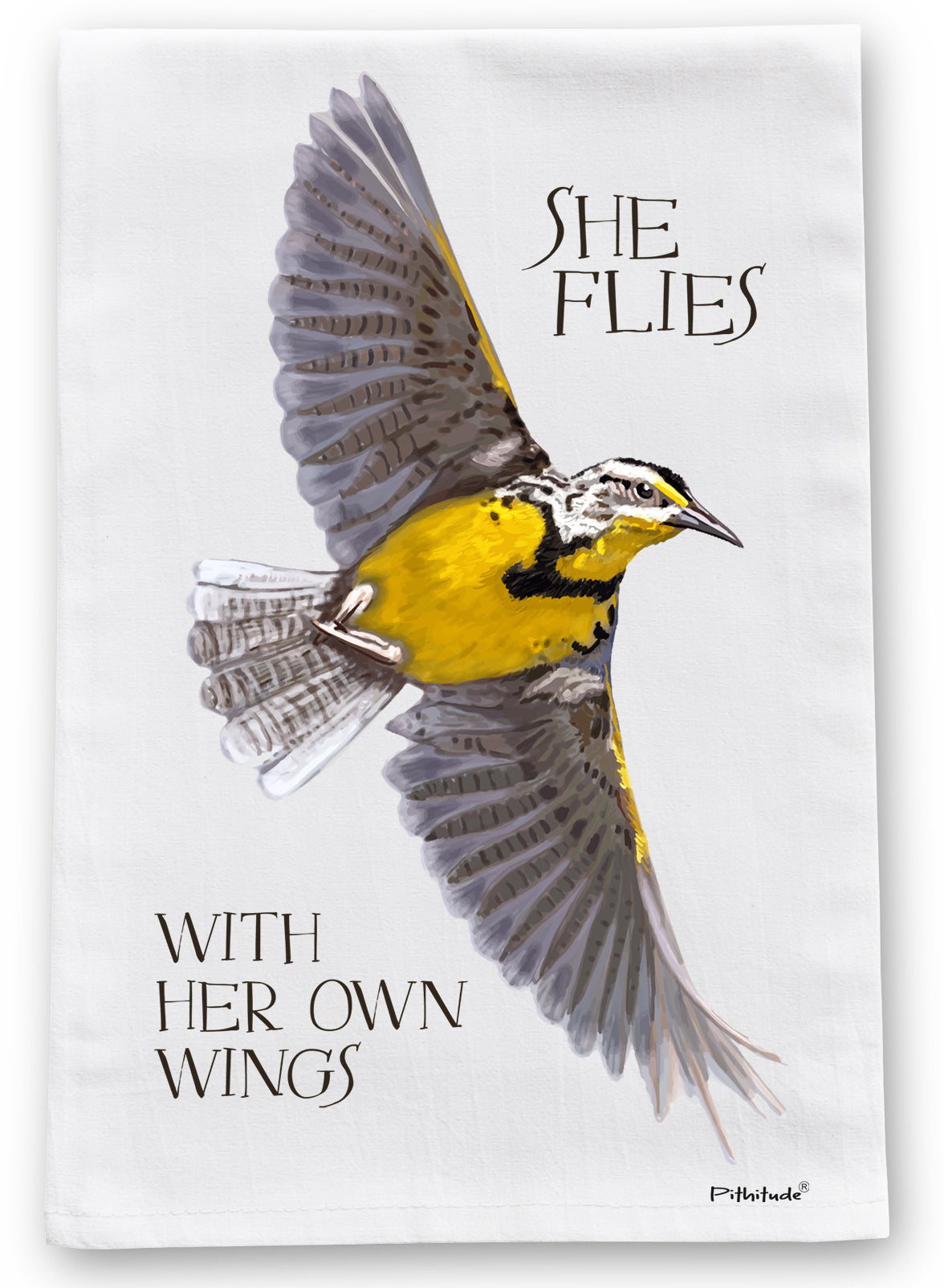 Meadowlark Flies Flour Sack Dish Towel Pithitude