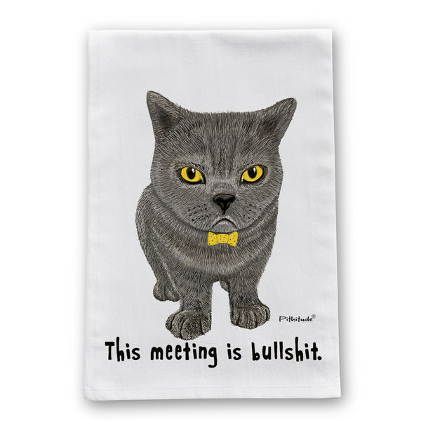 Meeting Cat Flour Sack Dish Towel