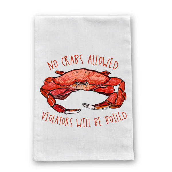 No Crabs Flour Sack Dish Towel