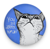 Funny cat lover magnet with peeking cat demanding You Still Asleep, Human?