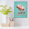 Piggy Skates 8x10 Wood Block Print