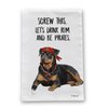 Pirate Dog Rottweiler Flour Sack Dish Towel