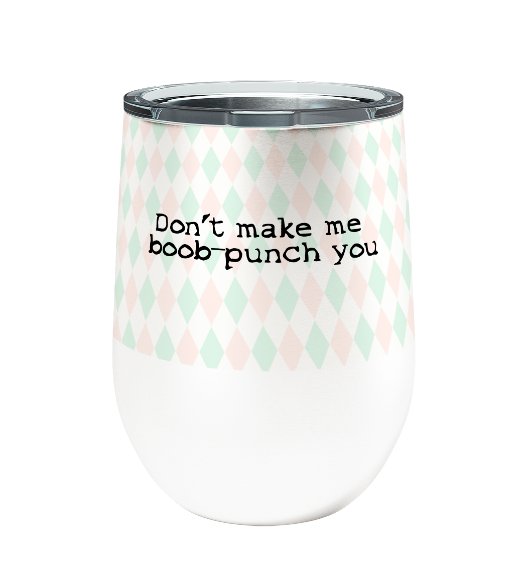 Racoon Boob Punch 12oz Insulated Stainless Steel Tumbler with Clear Lid