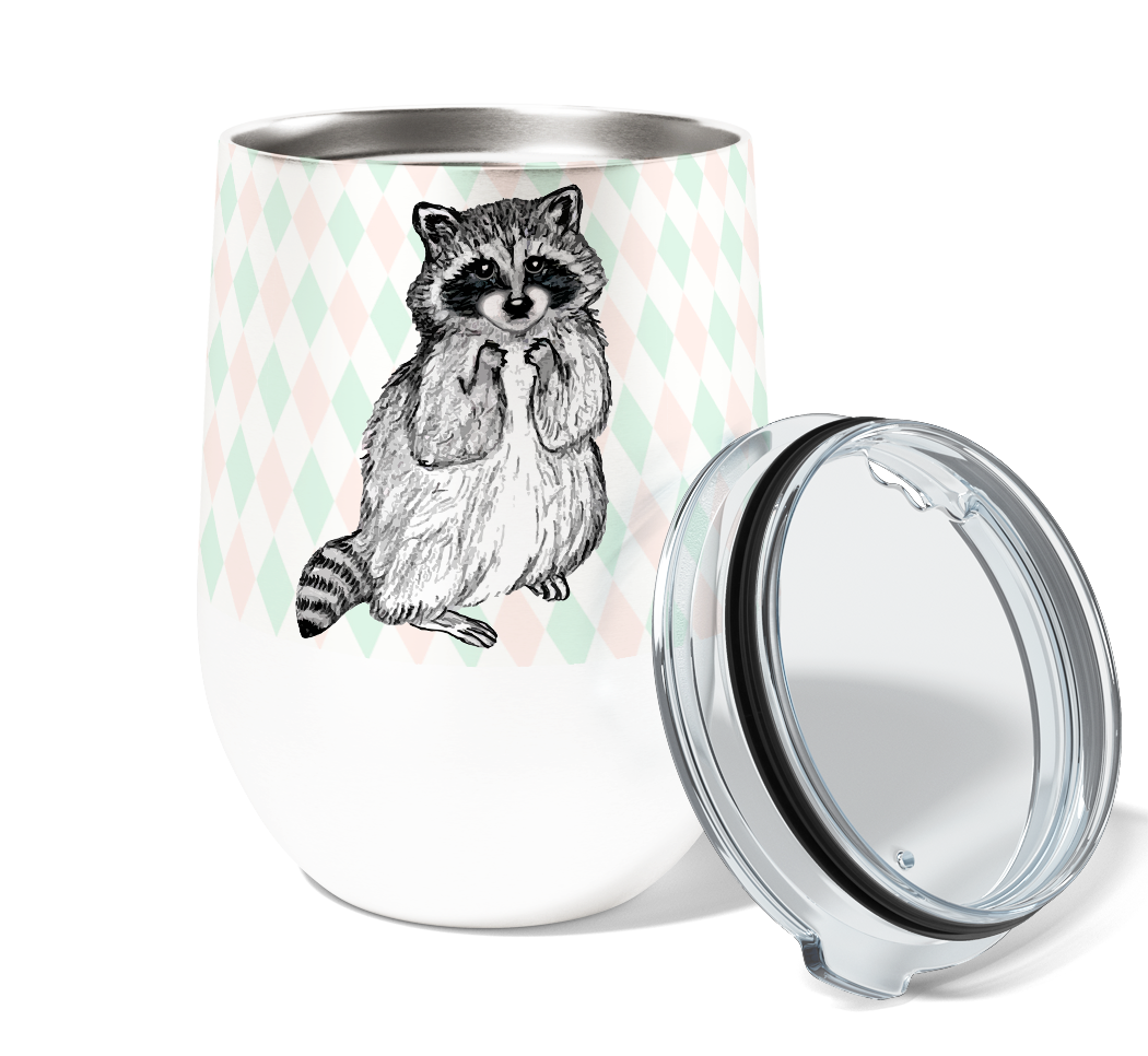 Racoon Boob Punch 12oz Insulated Stainless Steel Tumbler with Clear Lid