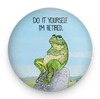 Funny retirement magnet with relaxed frog and Not My Problem Anymore theme