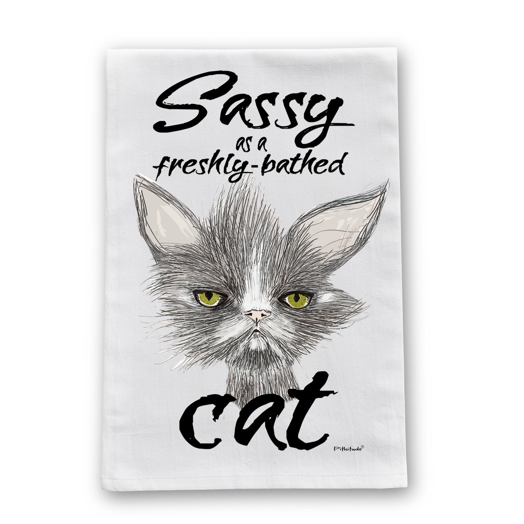 Sassy Cat Flour Sack Dish Towel