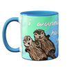 Sea Otters Holding Hands Blue Mug