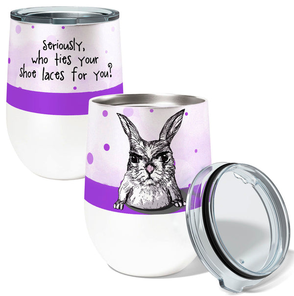 Rabbit Shoe Laces 12oz Stemless Insulated Stainless Steel Tumbler