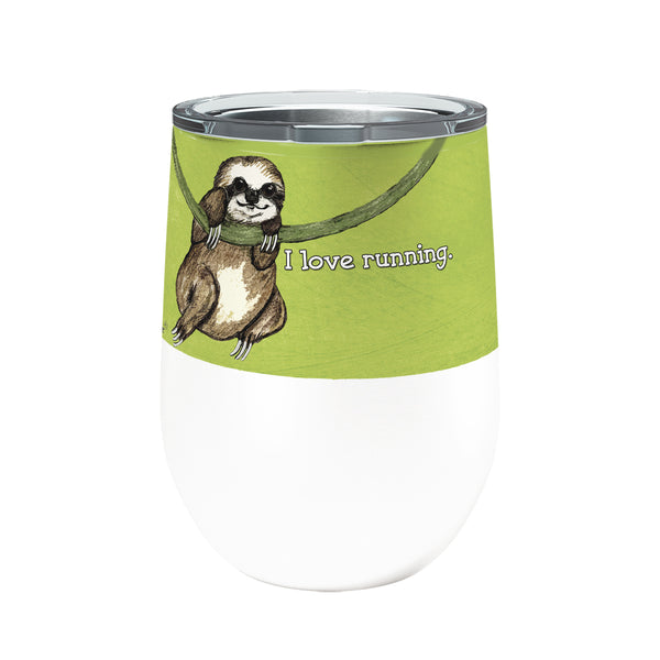 Sloth Running 12oz Stemless Insulated Stainless Steel Tumbler