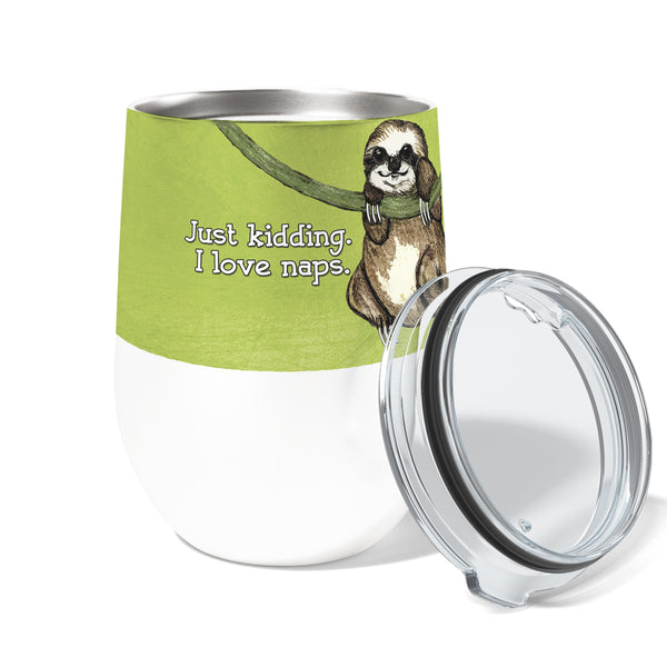 Sloth Running 12oz Stemless Insulated Stainless Steel Tumbler