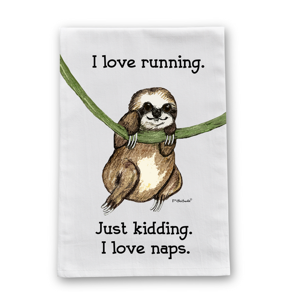 Sloth Running Flour Sack Dish Towel